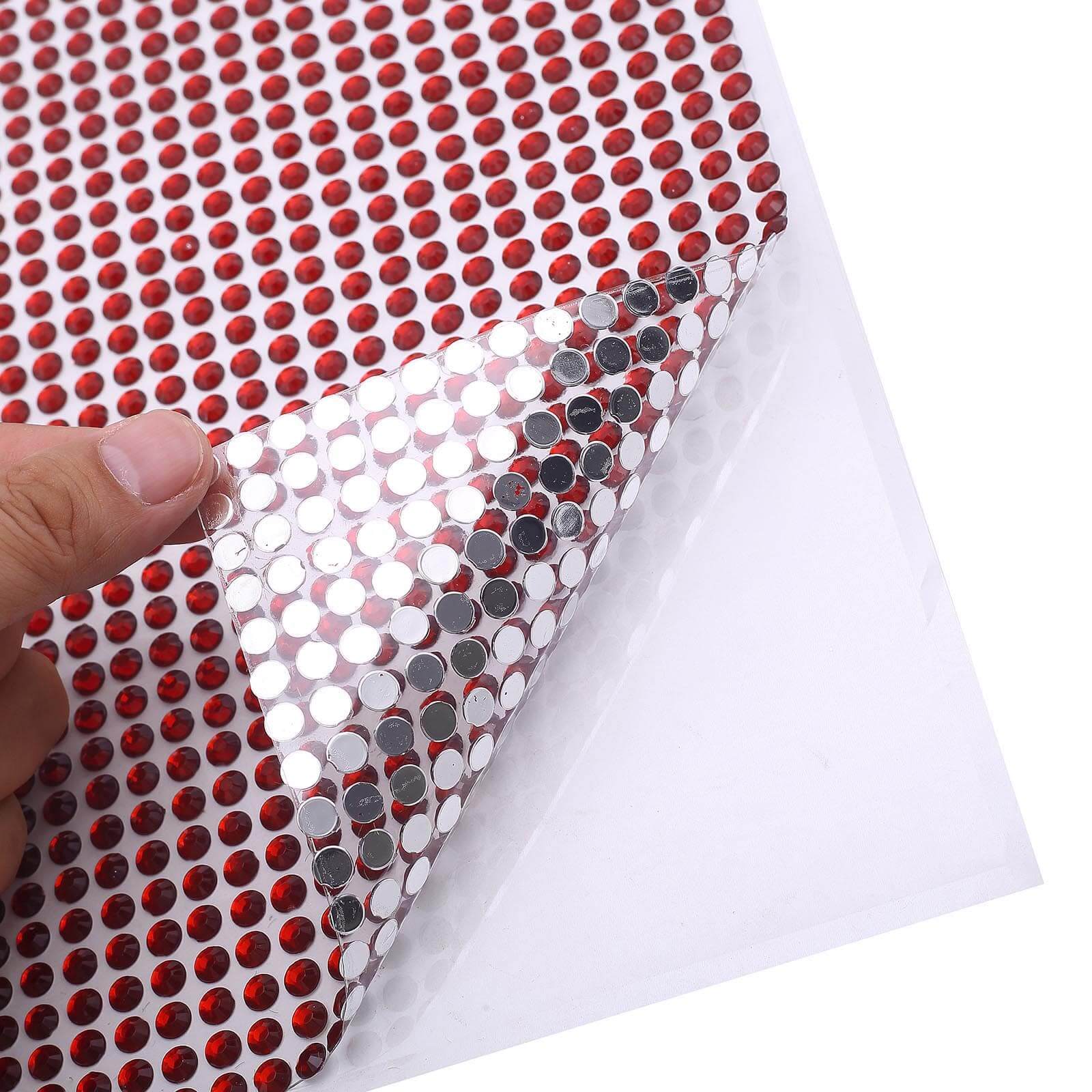 21”x11" Red Self Adhesive Rhinestone Diamond Sticker Wrap Sheets, DIY Craft Gem Stickers
