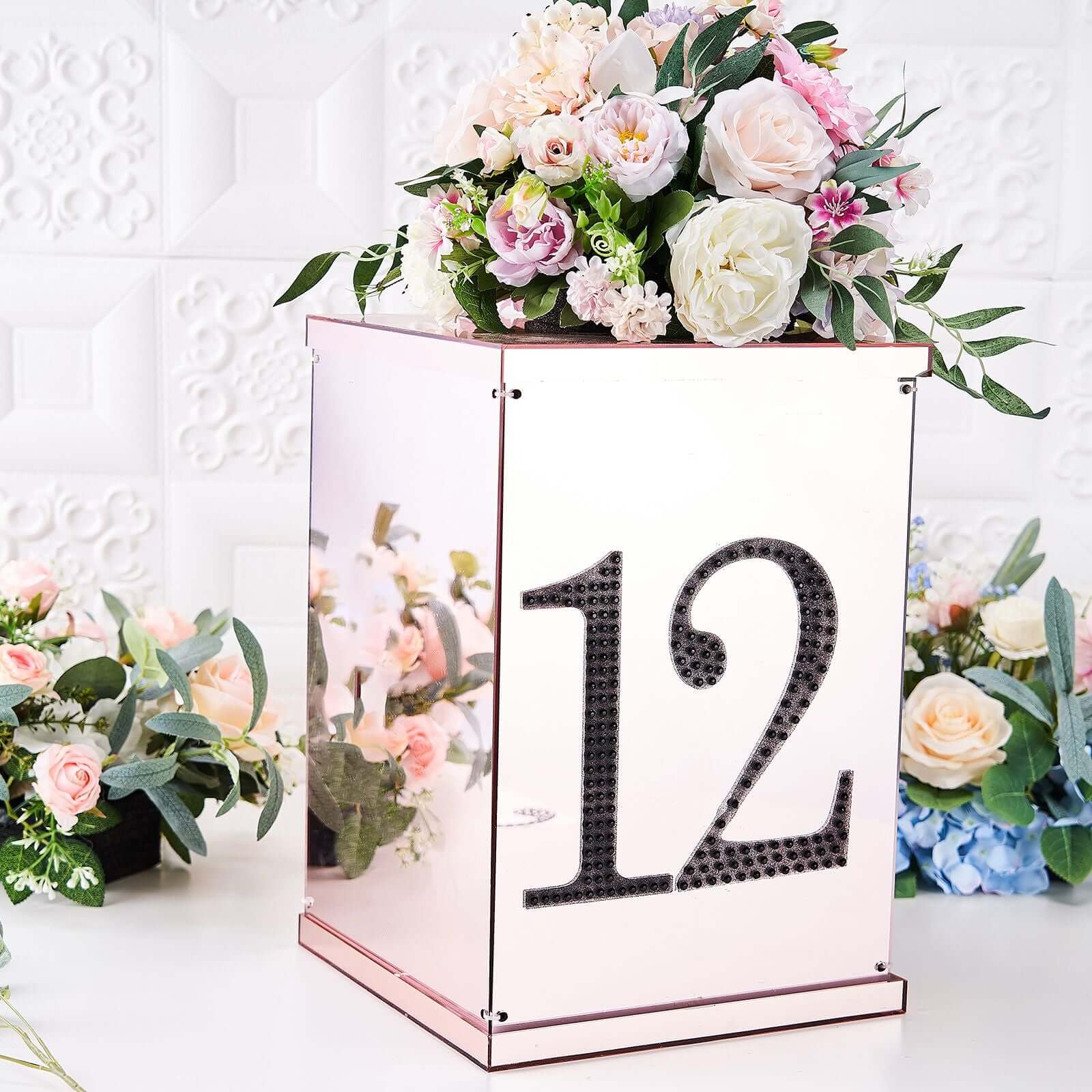 Decorative Rhinestone Number "2" Stickers, Glitter Adhesive Craft Numbers Black DIY Sparkle Embellishments 8"