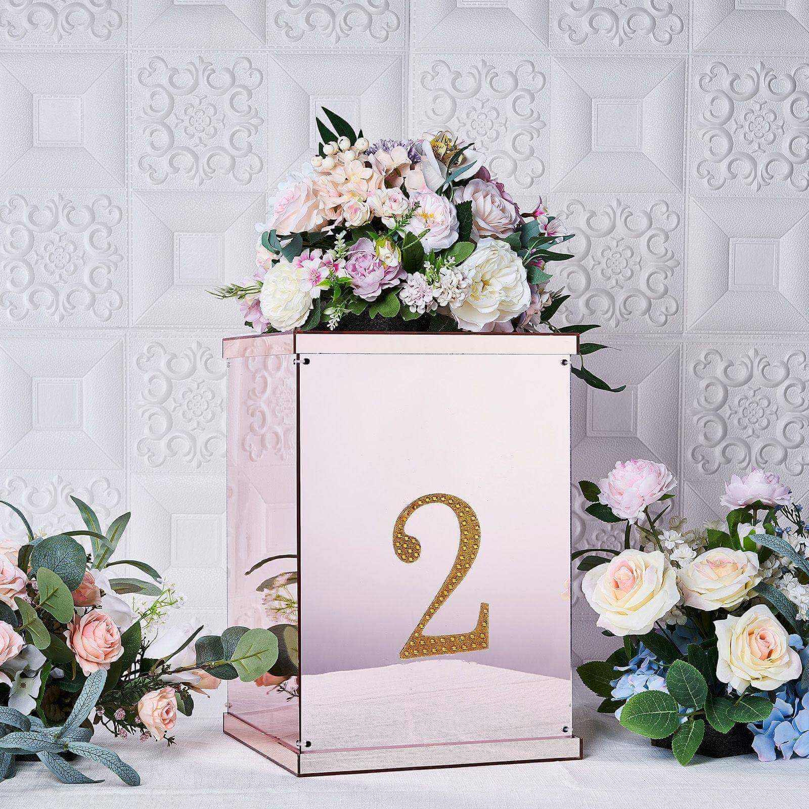 Decorative Rhinestone Number "2" Stickers, Glitter Adhesive Craft Numbers Gold DIY Sparkle Embellishments 6"