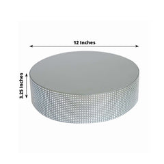 Metal Pedestal Cake Stand Round Design with Rhinestones Silver - Cupcake Holder and Dessert Table Centerpiece 12"
