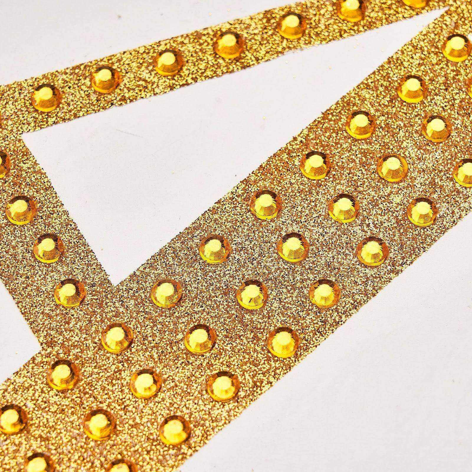 Decorative Rhinestone Alphabet "I" Letter Stickers, Glitter Adhesive Craft Letters Gold DIY Sparkle Embellishments 8"