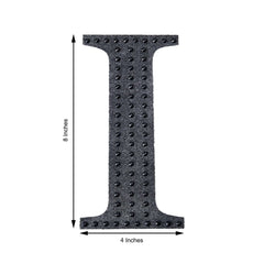 Decorative Rhinestone Alphabet "I" Letter Stickers, Glitter Adhesive Craft Letters Black DIY Sparkle Embellishments 8"