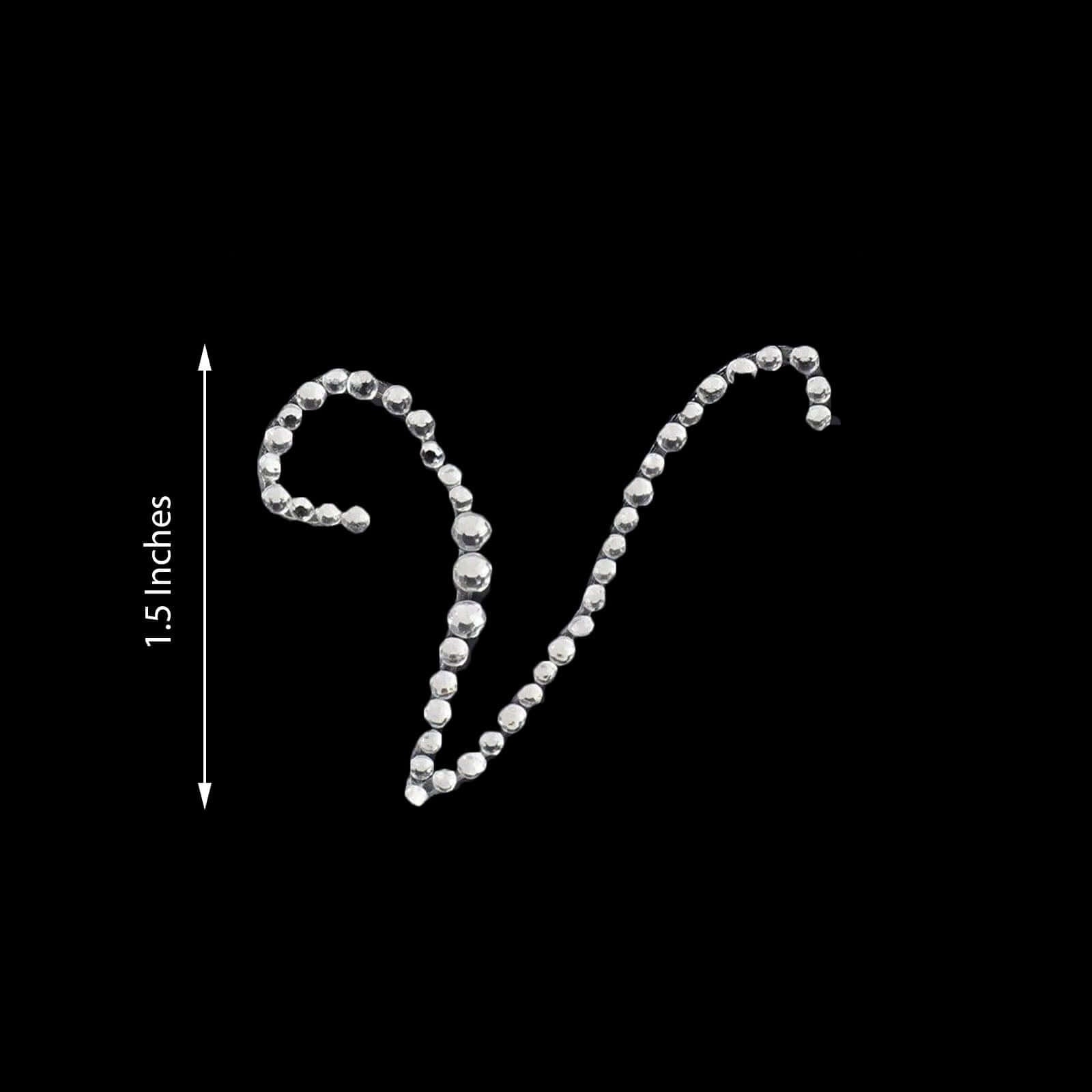 12 Pack 1.5" Clear Rhinestone Monogram Letter Jewel Sticker Self Adhesive DIY Diamond Decor - V