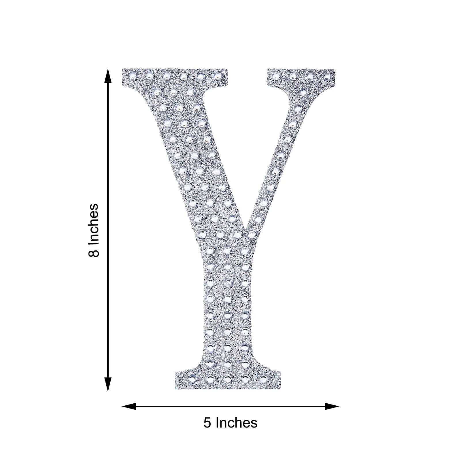 Decorative Rhinestone Alphabet "Y" Letter Stickers, Glitter Adhesive Craft Letters Silver DIY Sparkle Embellishments 8"