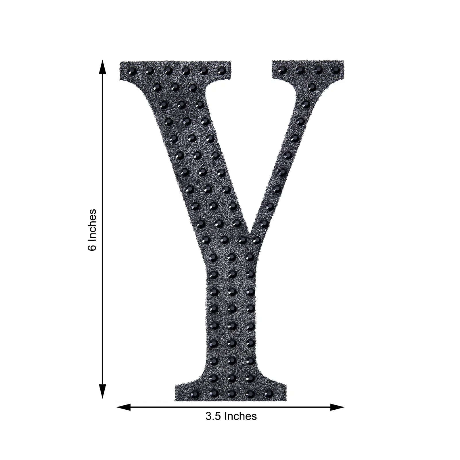 Decorative Rhinestone Alphabet "Y" Letter Stickers, Glitter Adhesive Craft Letters Black DIY Sparkle Embellishments 6"