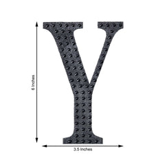 Decorative Rhinestone Alphabet "Y" Letter Stickers, Glitter Adhesive Craft Letters Black DIY Sparkle Embellishments 6"