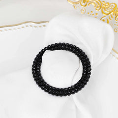 20 Pack Diamond Round Chair Sash Band Buckle Pins Black - Timeless Rhinestone Napkin Rings 2.5"