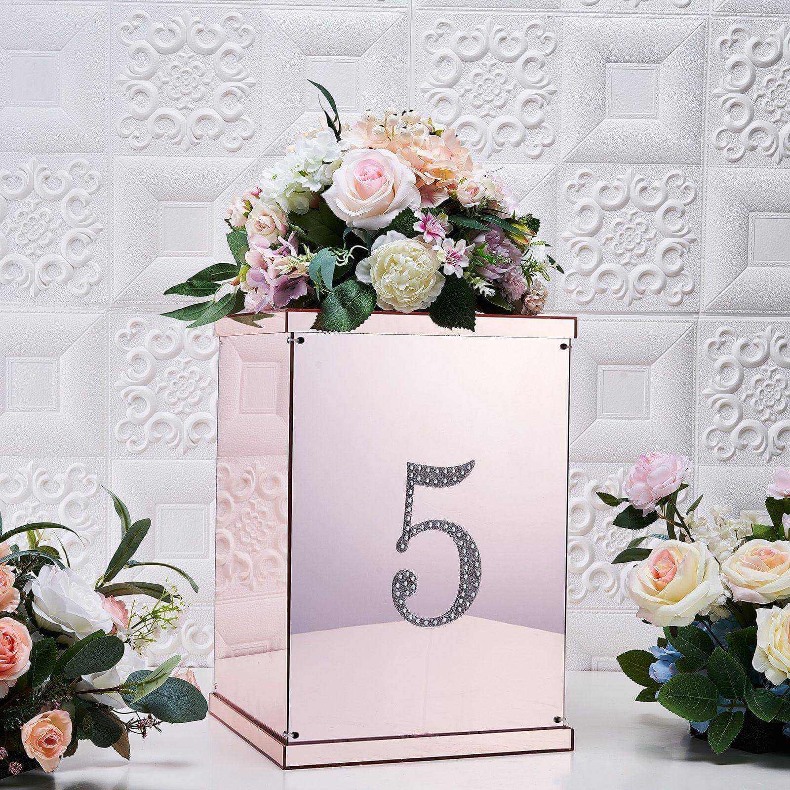 Decorative Rhinestone Number "5" Stickers, Glitter Adhesive Craft Numbers Silver DIY Sparkle Embellishments 6"