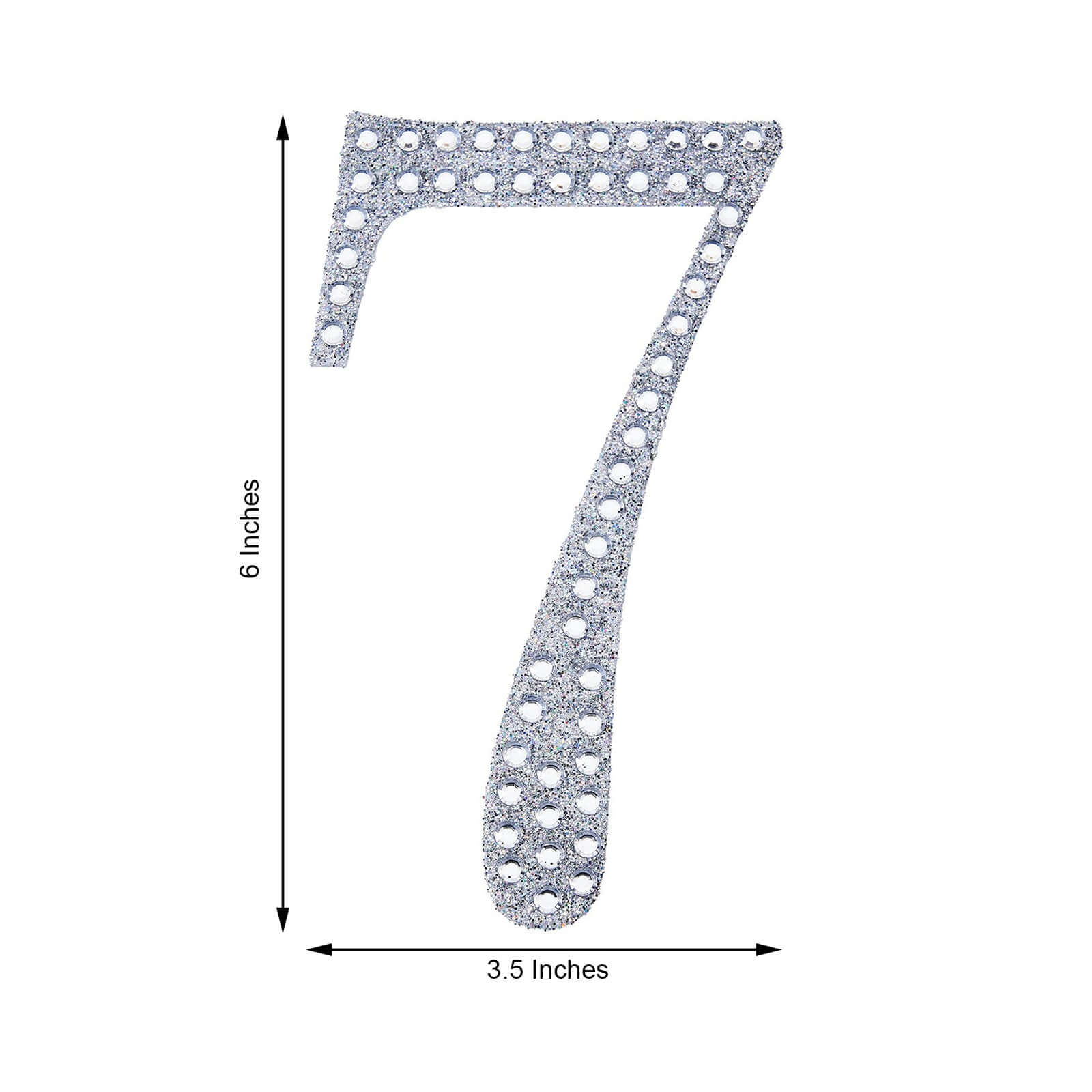 Decorative Rhinestone Number "7" Stickers, Glitter Adhesive Craft Numbers Silver DIY Sparkle Embellishments 6"