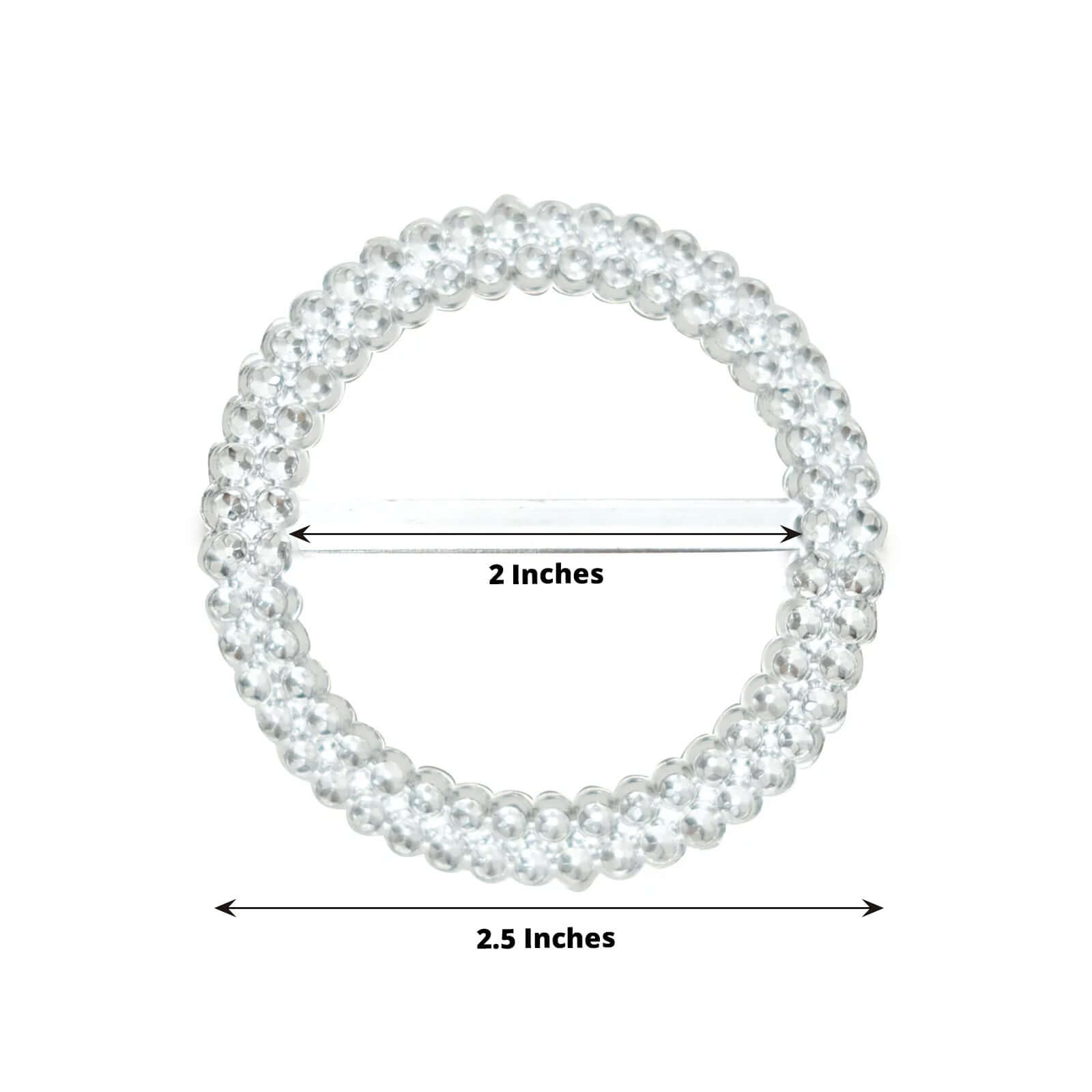 20 Pack Diamond Round Chair Sash Band Buckle Pins Silver - Timeless Rhinestone Napkin Rings 2.5"