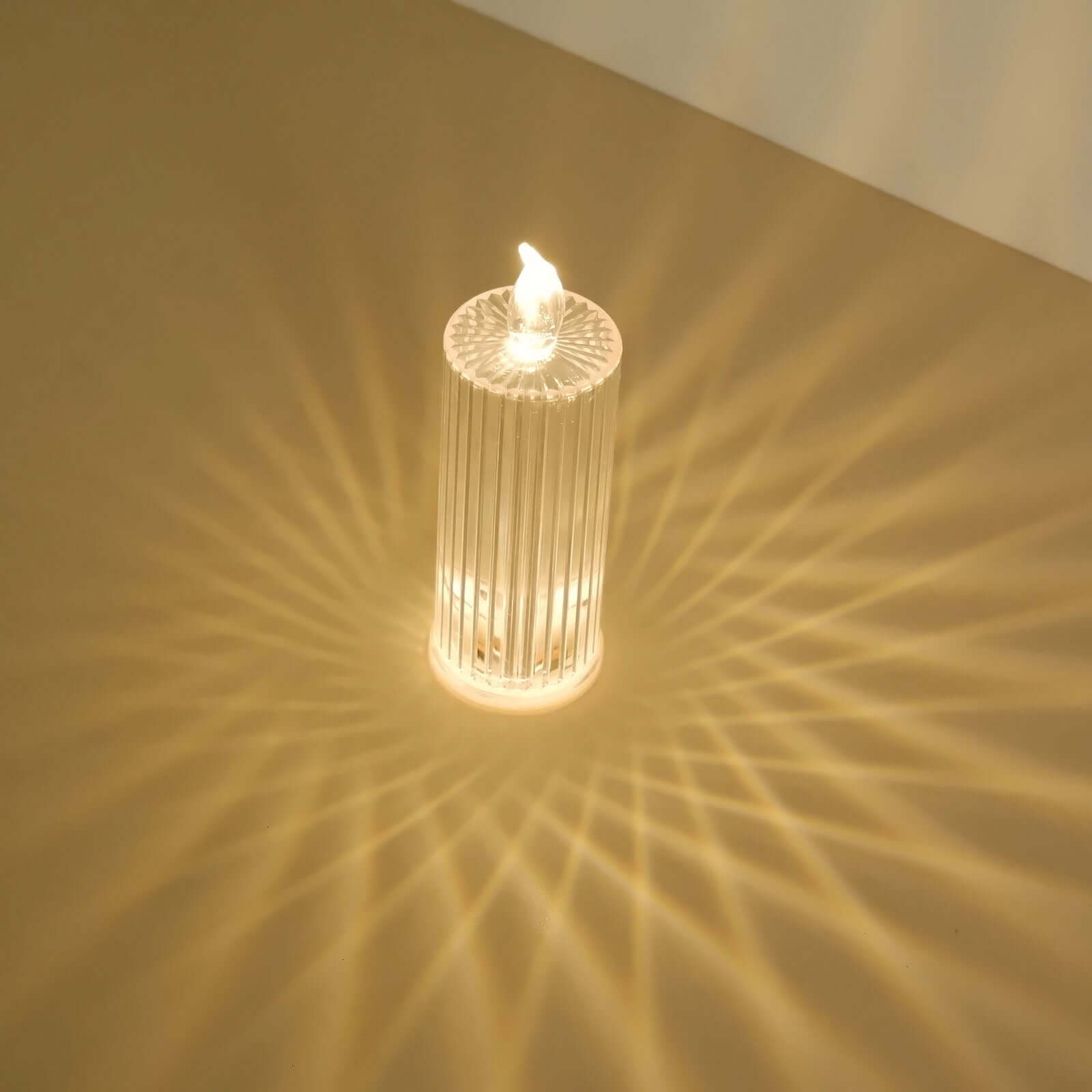 3-Pack LED Flameless Candle Lamps Diamond Acrylic Design Clear Warm White - Battery Operated Pillars 6"