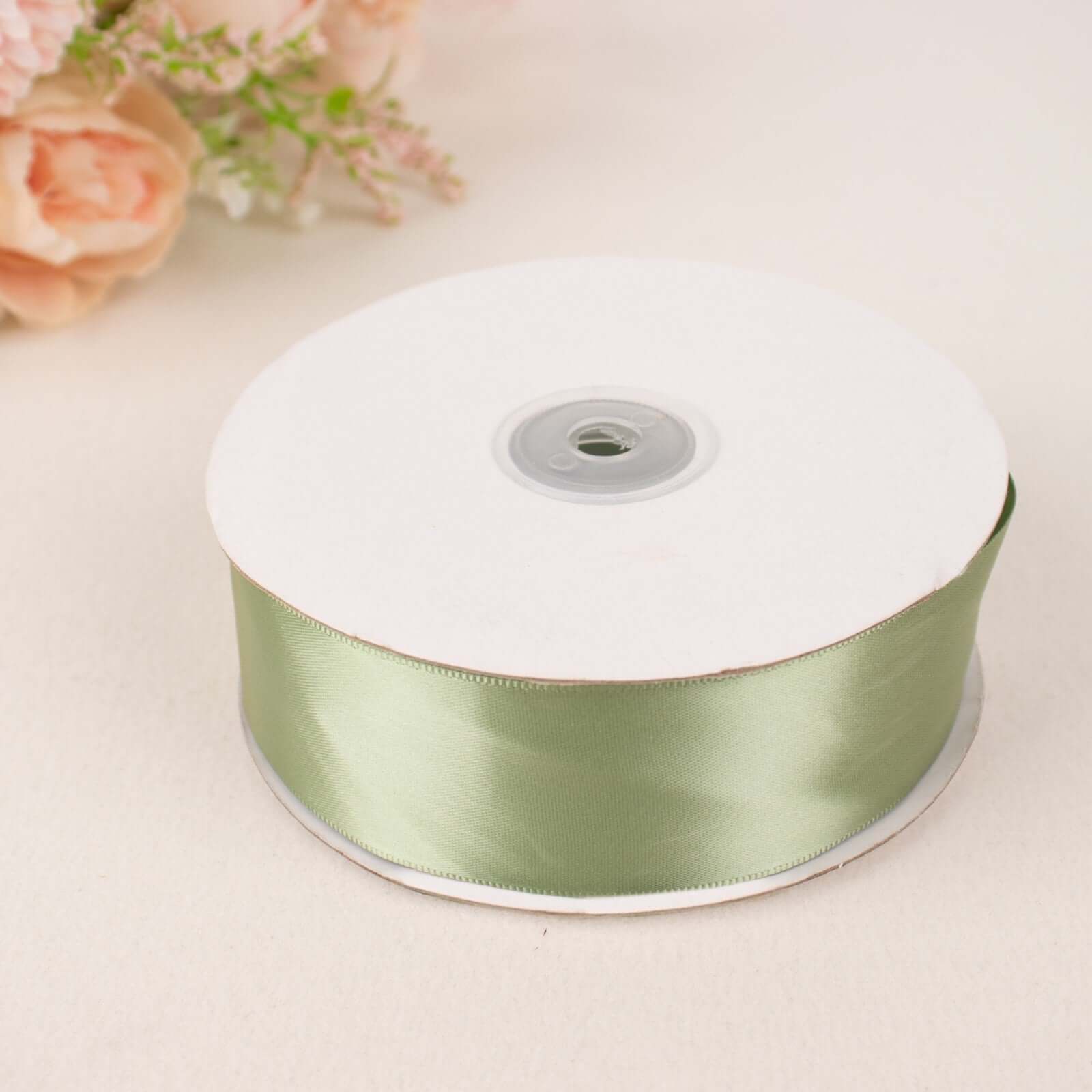 50 Yards 1.5" Sage Green Single Face Decorative Satin Ribbon