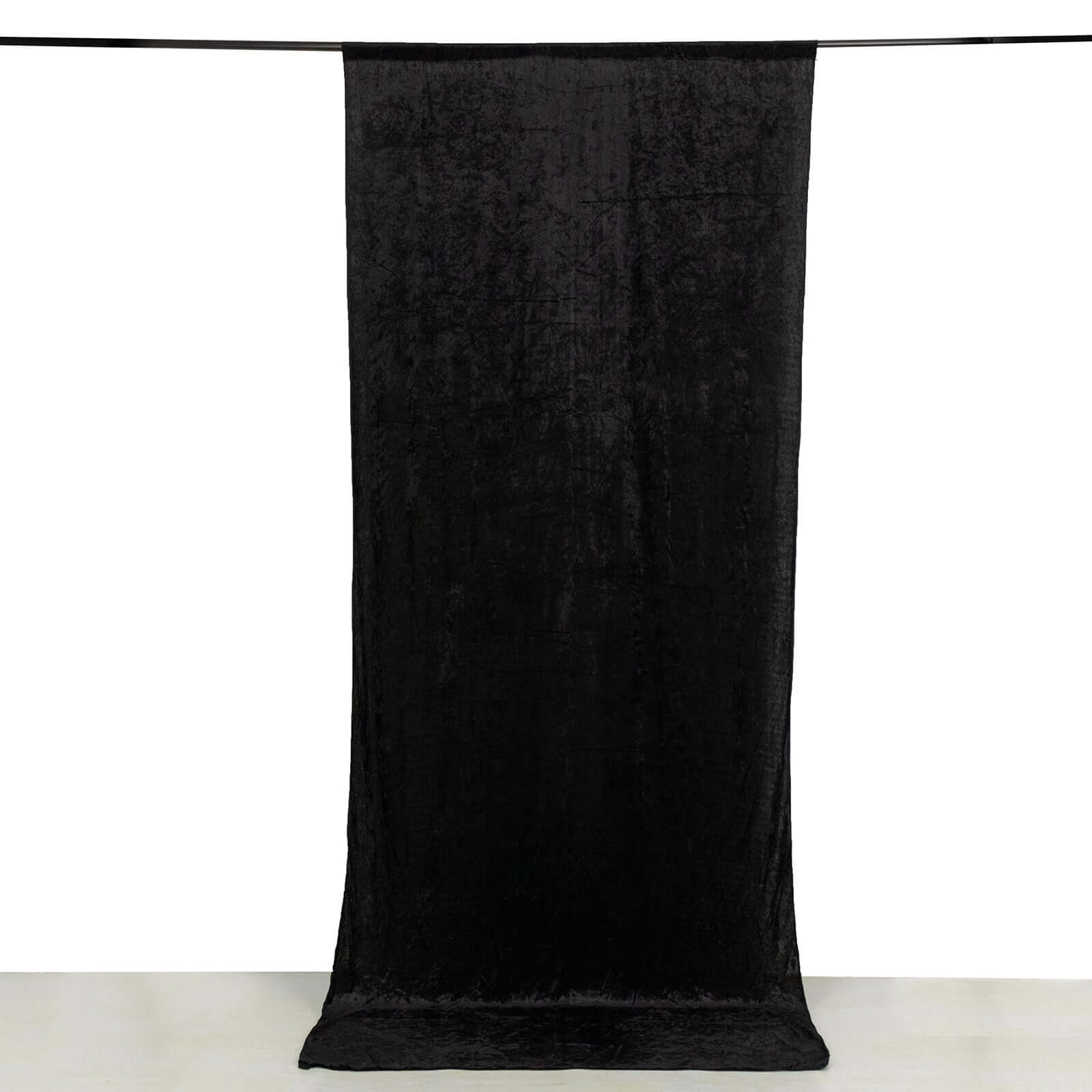 Black Crushed Velvet Backdrop Curtain – 5ft x 12ft Event Drape with Rod Pocket, Privacy Panel for Photo Booths & Events