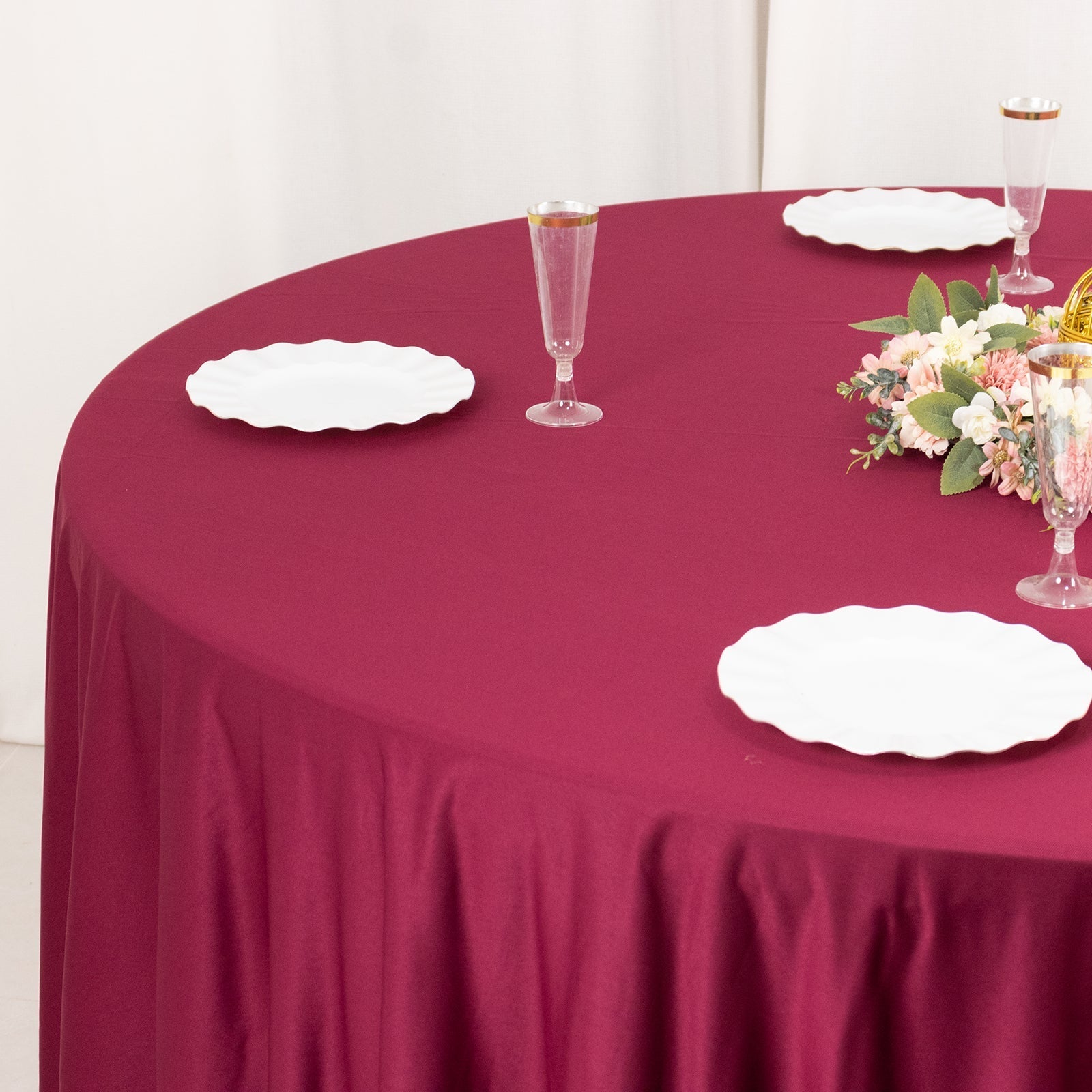 Scuba Round 108" Tablecloth Burgundy - Wrinkle Free & Stain Resistant Table Cover