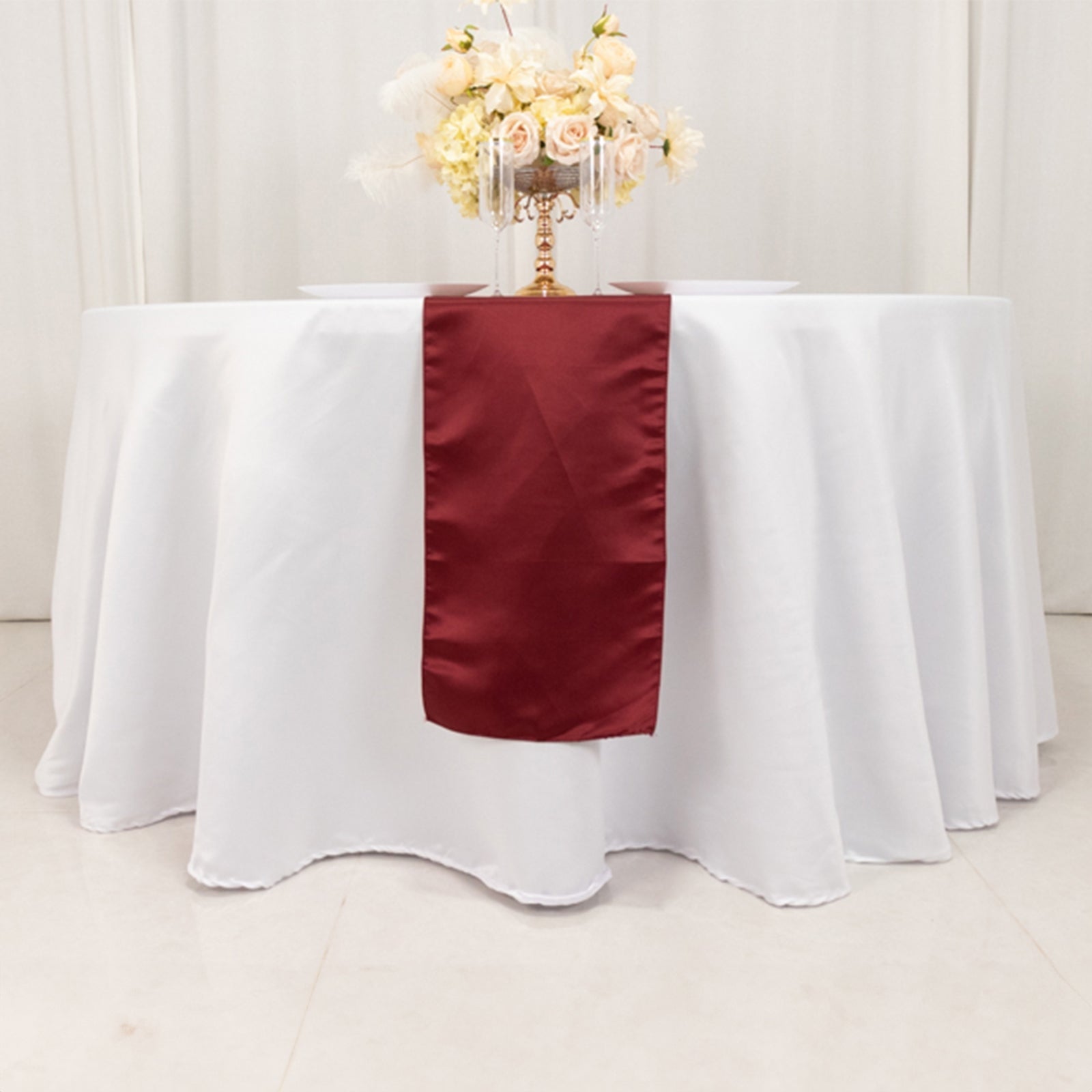Lamour Satin 12"x108" Table Runner Burgundy - Smooth & Lustrous Finish
