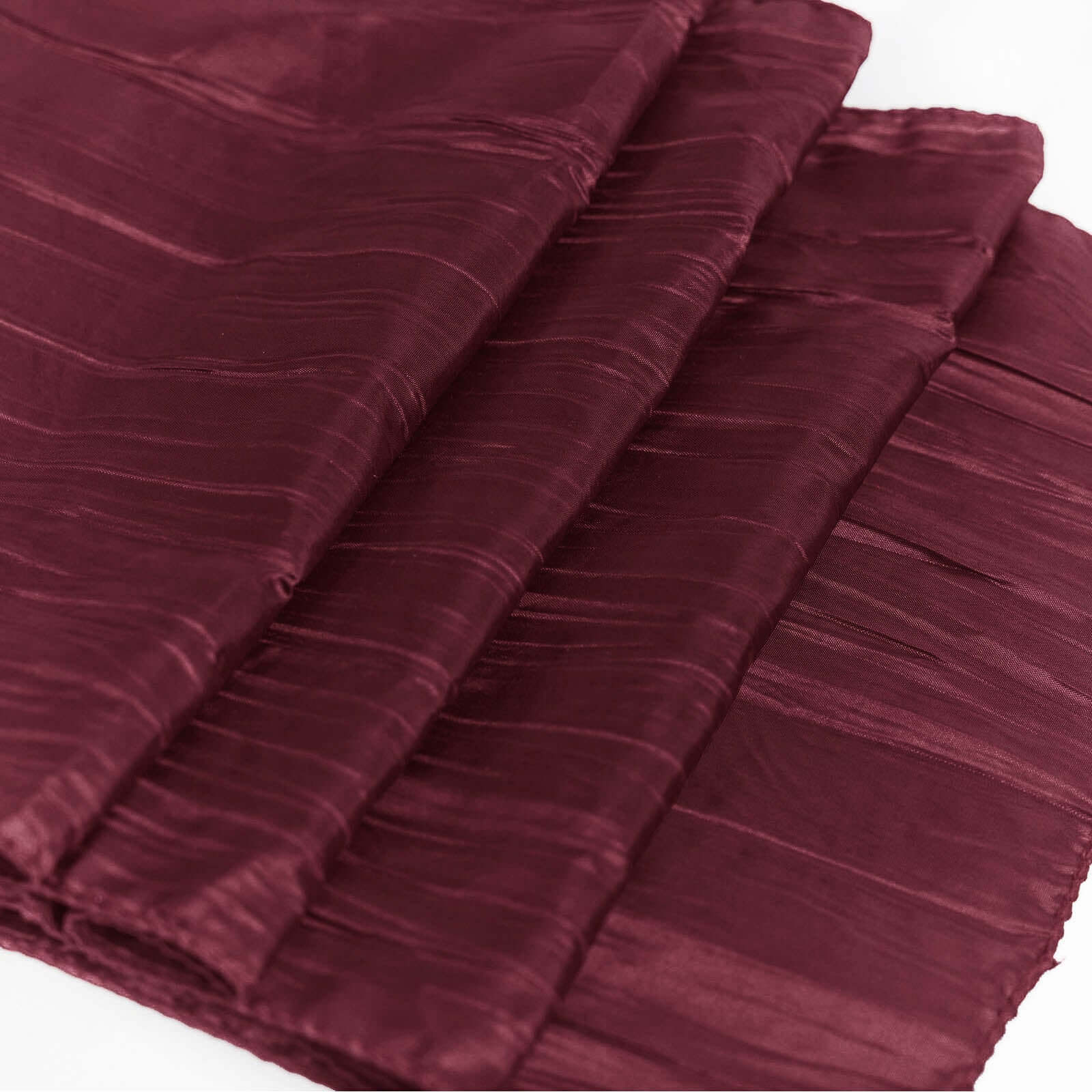 Taffeta 12"x108" Table Runner Burgundy - Accordion Crinkle Design