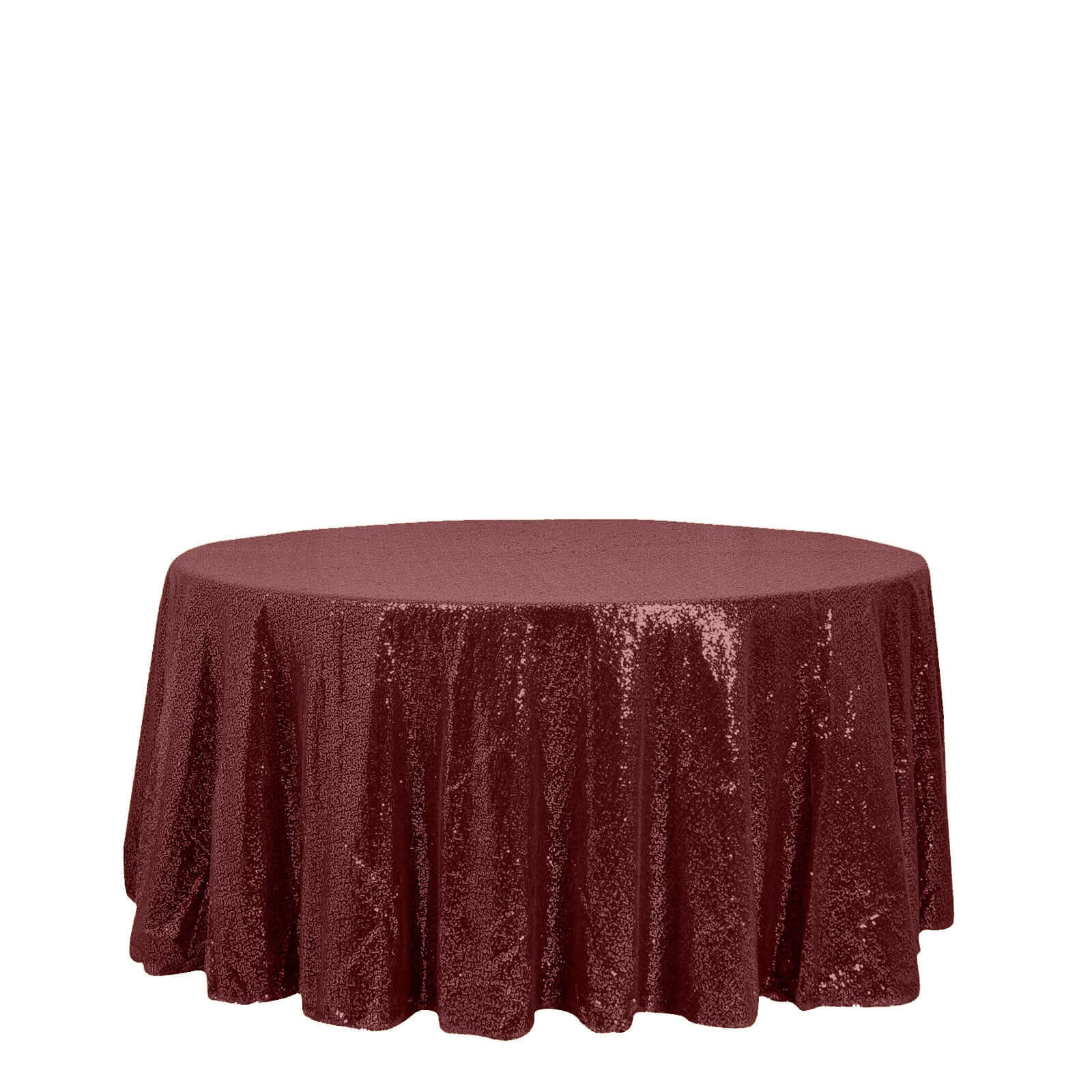 Sequin 120" Round Tablecloth Burgundy - Seamless Glittering Table Cover