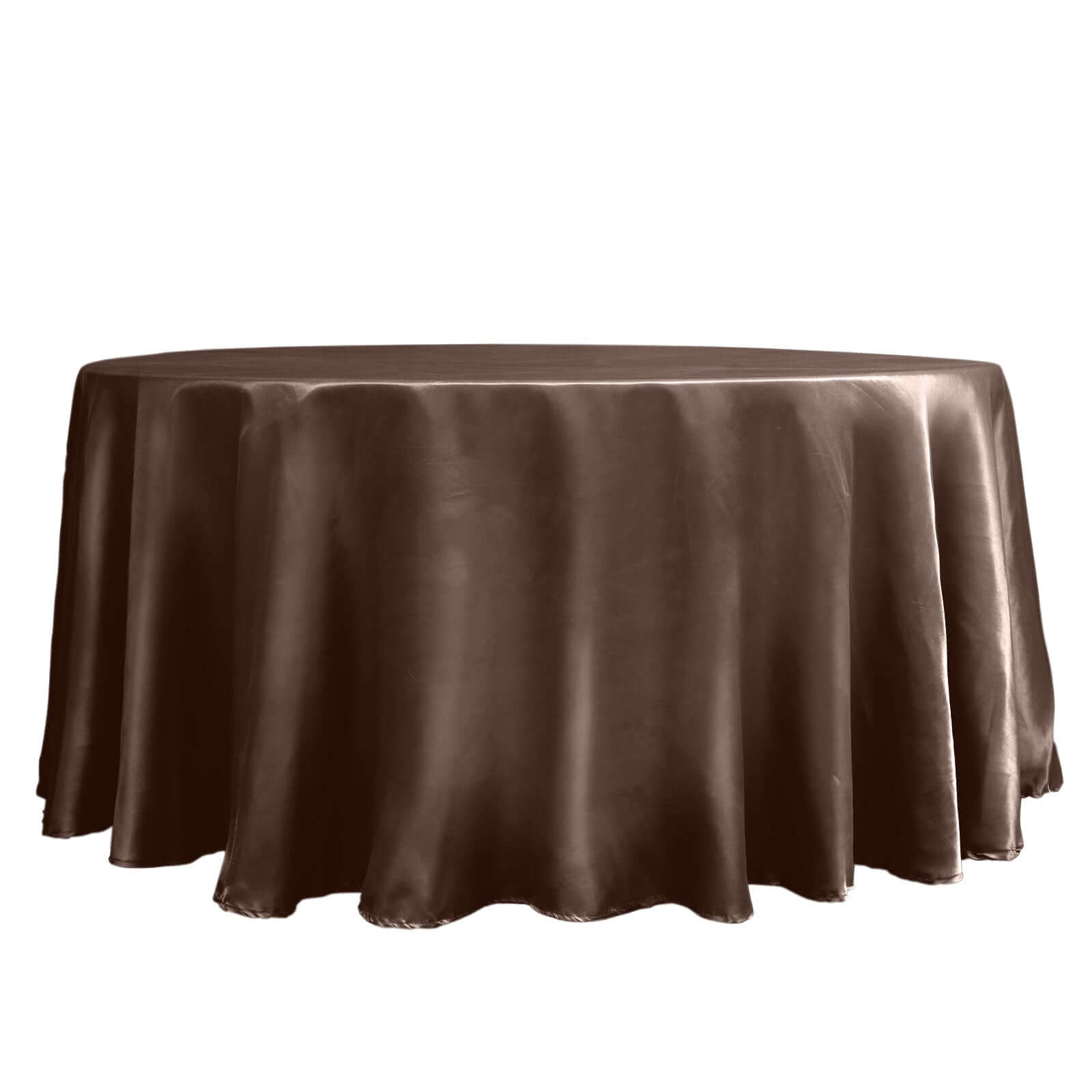 Satin 120" Round Tablecloth Chocolate - Stylish Seamless Table Cover