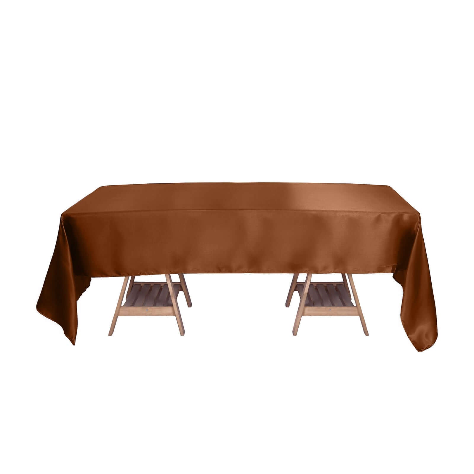 Satin Rectangular 60"x126" Tablecloth Cinnamon Brown - Smooth and Lustrous Table Cover