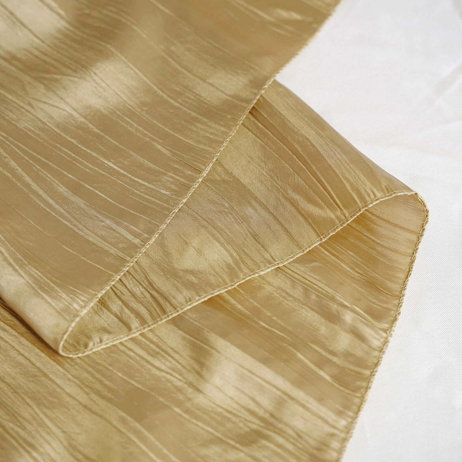 Taffeta 60"x102" Rectangle Tablecloth Gold - Accordion Crinkle Design for Modern Gatherings
