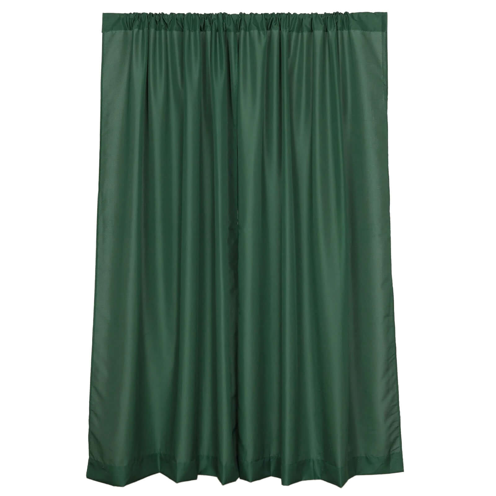 2 Pack Hunter Emerald Green Polyester Event Curtain Drapes, 10ftx8ft Backdrop Event Panels With Rod Pockets 130 GSM