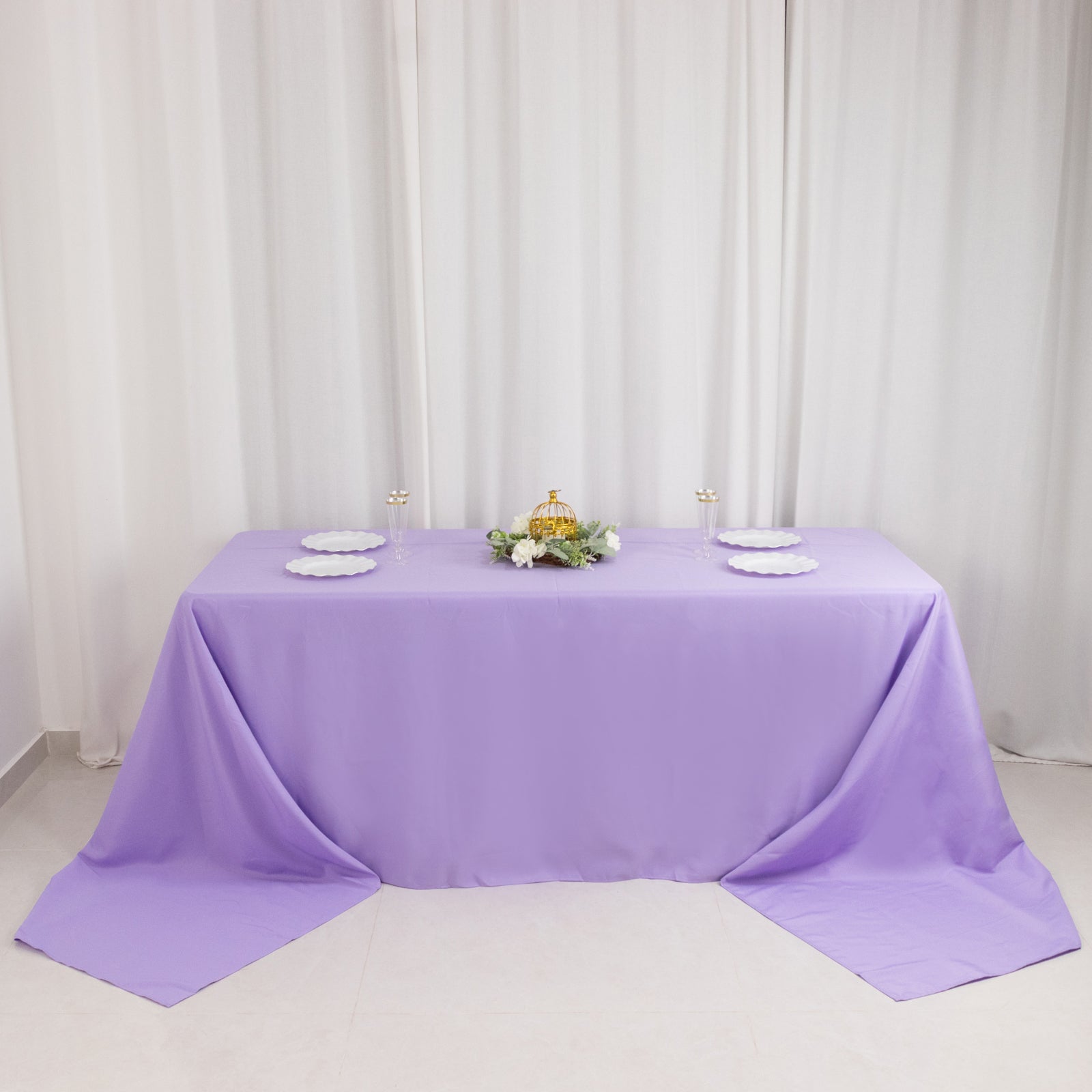 Premium Polyester 90"x156" Rectangle Tablecloth Lavender Lilac - Seamless 220GSM Stain-Resistant Table Cover