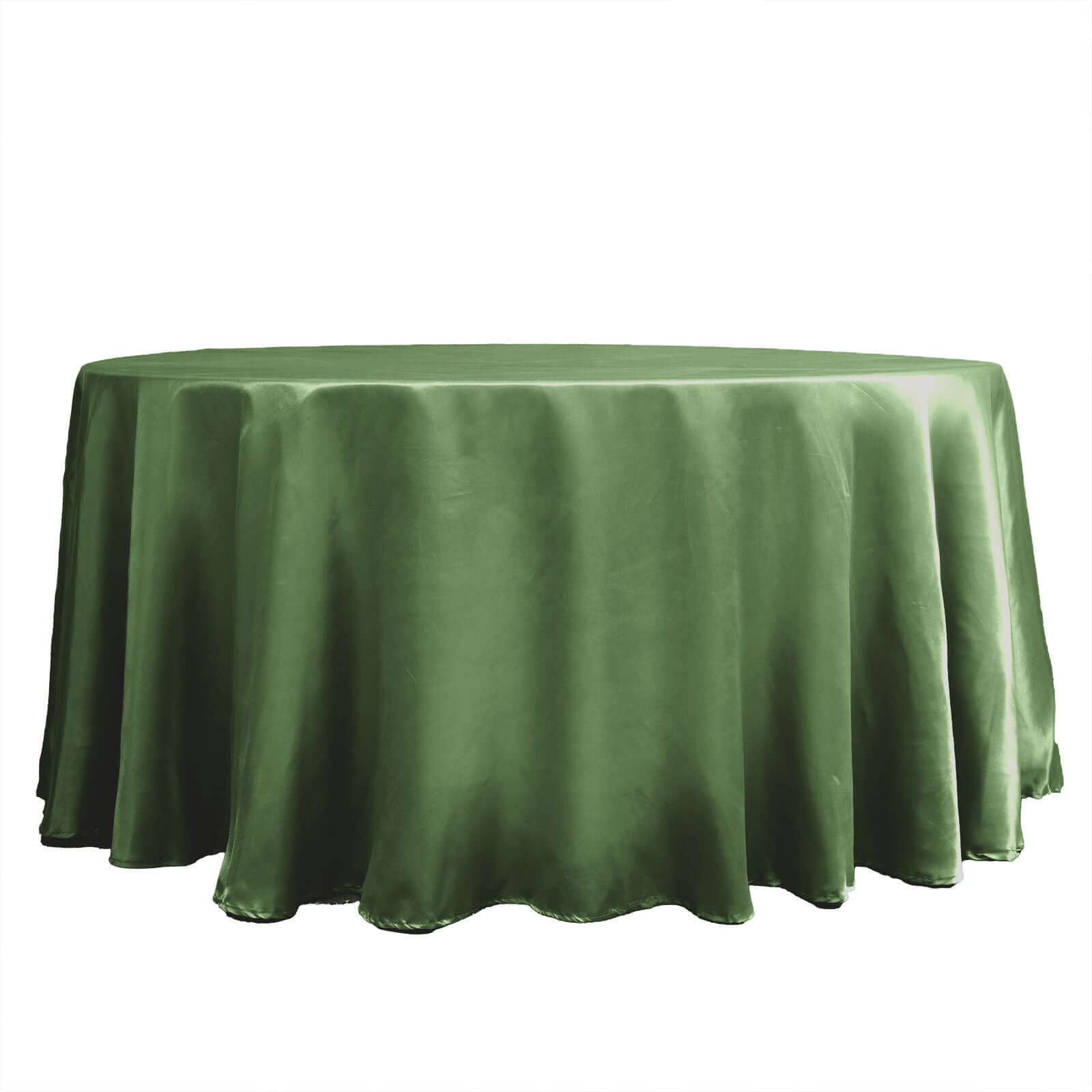 Satin 120" Round Tablecloth Olive Green - Stylish Seamless Table Cover
