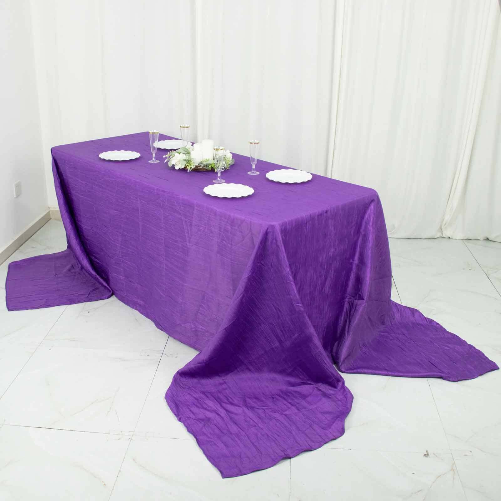 Taffeta 90"x156" Rectangle Tablecloth Purple - Accordion Crinkle Seamless Table Cover