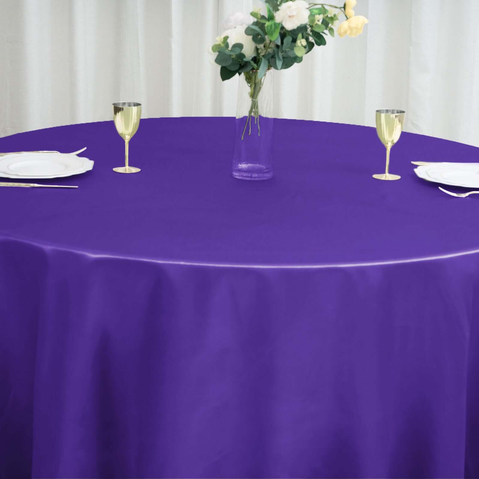 Satin 120" Round Tablecloth Purple - Stylish Seamless Table Cover