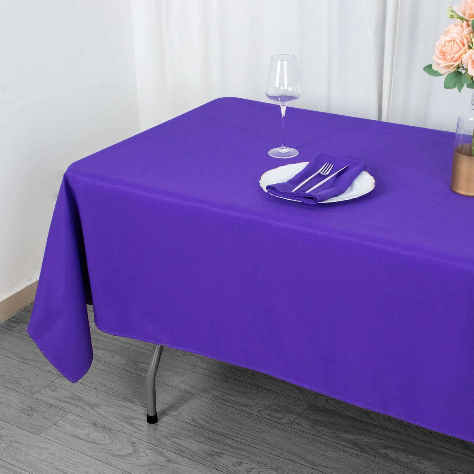 Premium Polyester 60"x102" Rectangle Tablecloth Purple - Durable 220GSM Wrinkle-Resistant Table Cover
