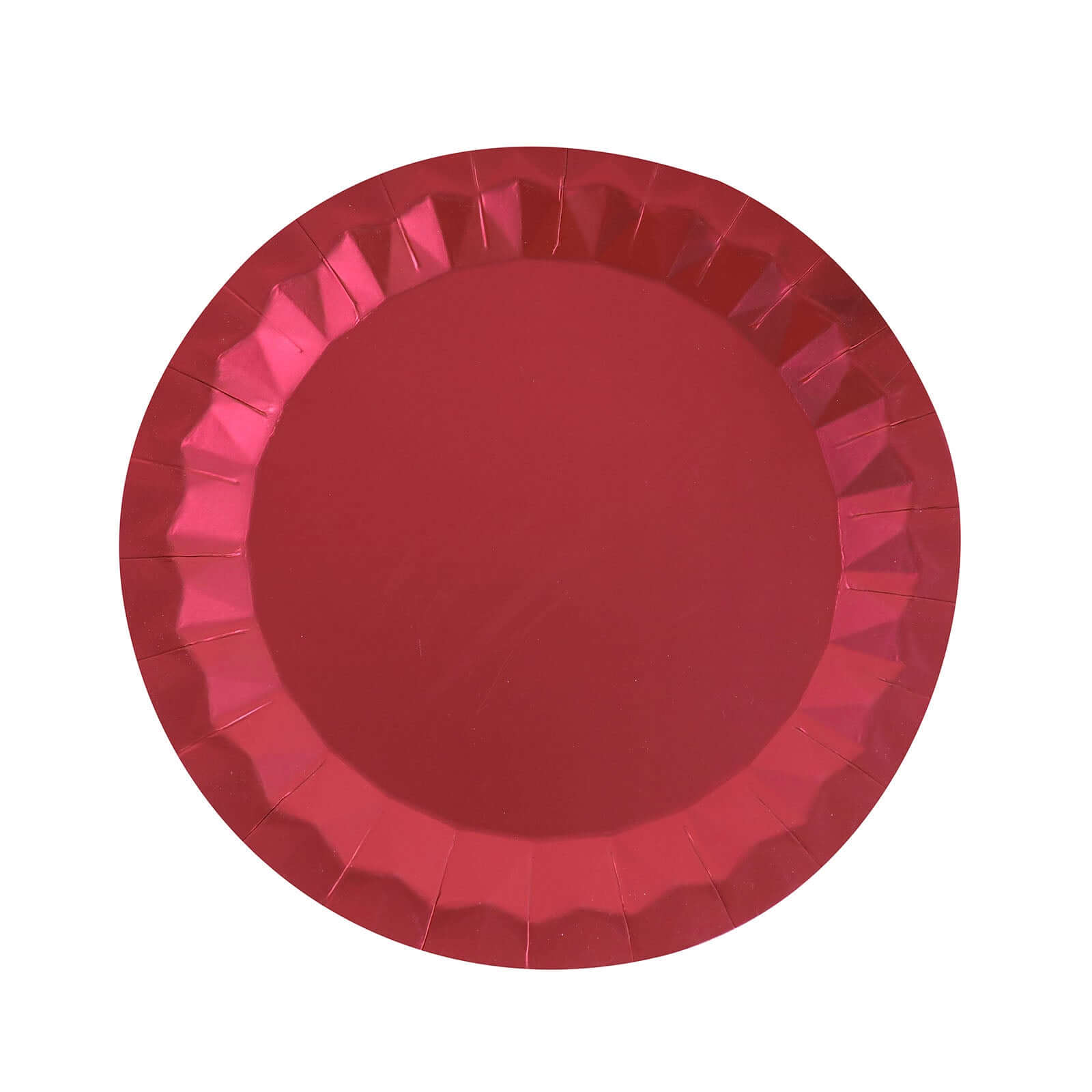 25-Pack Paper 12" Round Charger Plates in Burgundy with Geometric Prism Design - Disposable 400GSM Serving Trays