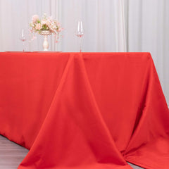 Premium Polyester 90"x156" Rectangle Tablecloth Red - Seamless 220GSM Stain-Resistant Table Cover