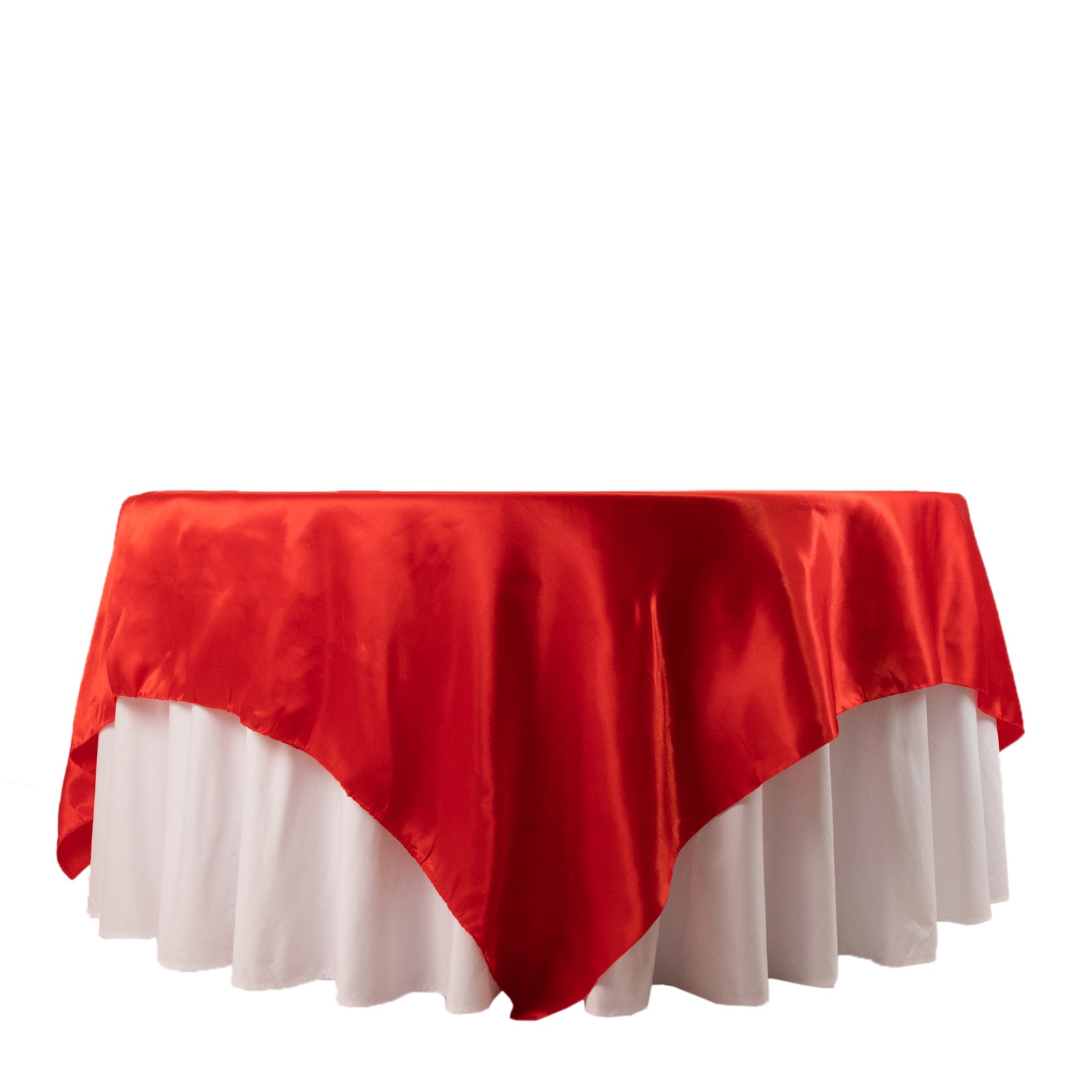 Satin 90"x90" Table Overlay Square Tablecloth Red - Smooth Finish Table Topper