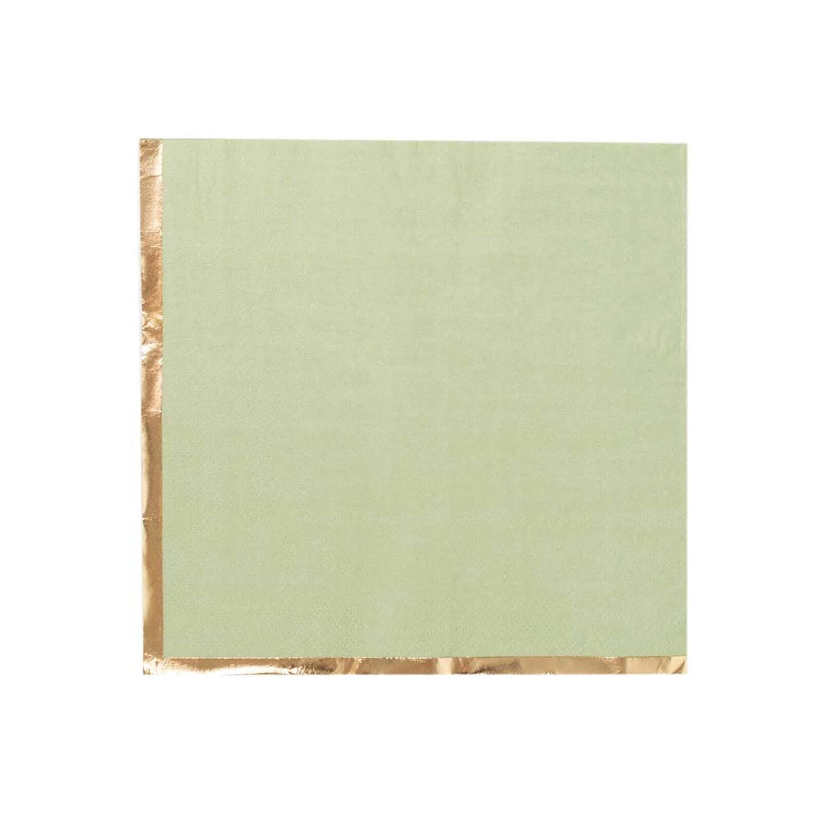 50-Pack Paper Beverage Napkins with Gold Foil Edge Sage Green - Disposable 2 Ply Cocktail Napkins for Events 6.5"x6.5"