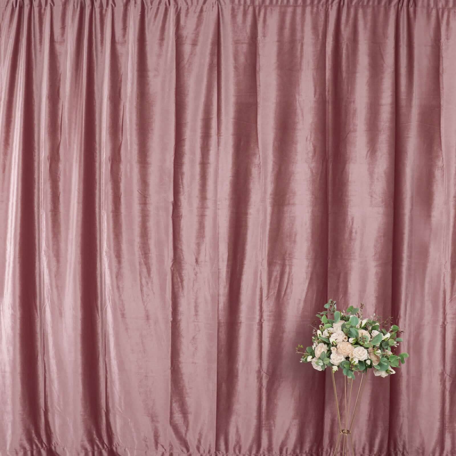 Dusty Rose Crushed Velvet Backdrop Curtain – 8ft x 8ft Event Drape with Rod Pocket, Privacy Panel for Photo Booths & Events