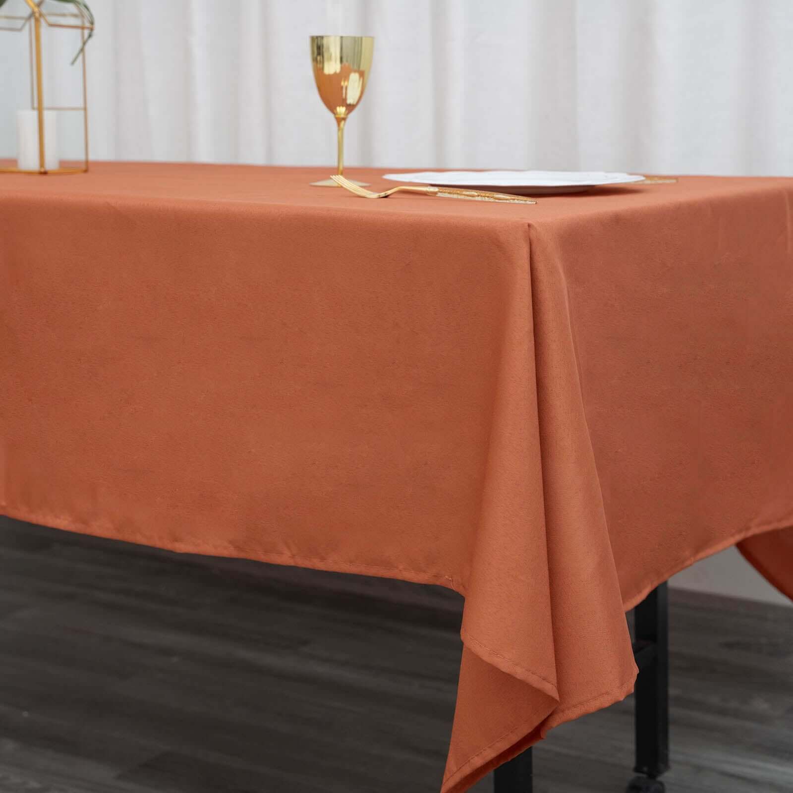 Polyester 60"x102" Rectangle Tablecloth Terracotta (Rust) - Durable Table Cover