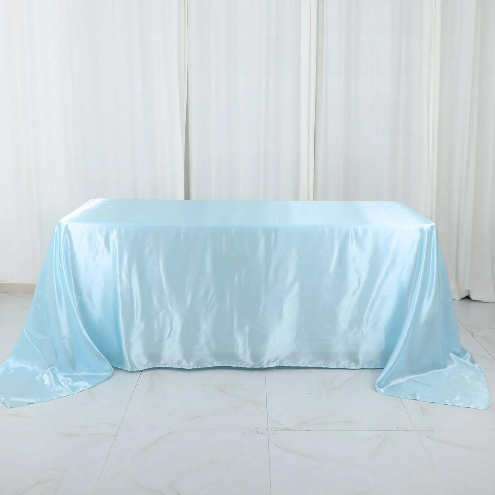 Satin Rectangular 90"x132" Tablecloth Light Blue - Seamless Table Cover