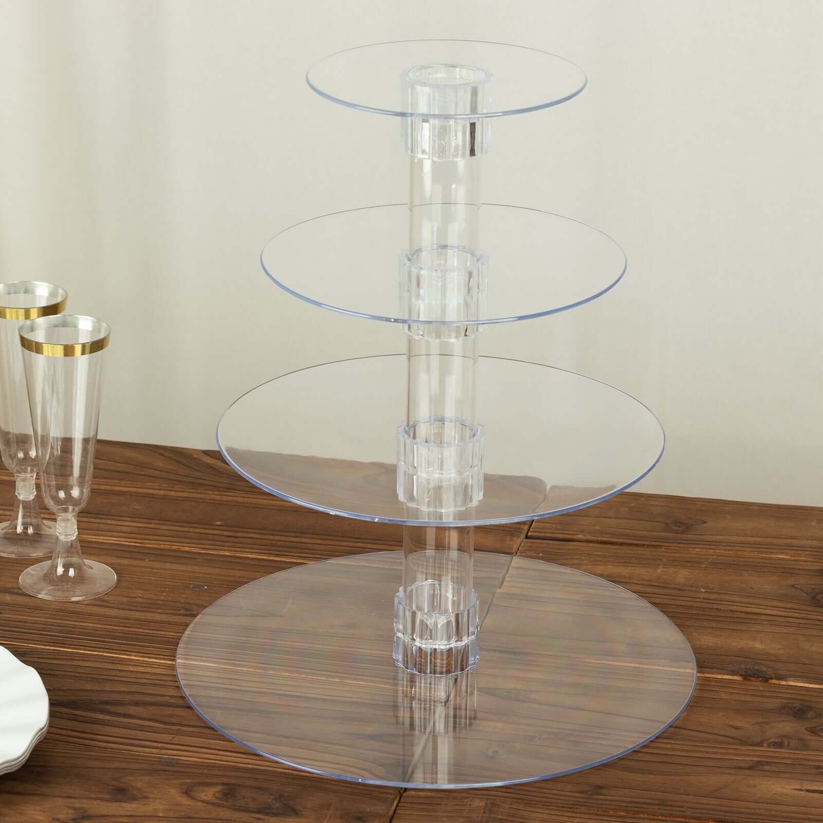4-Tier Acrylic Round Cupcake Stand Clear - Buffet Party Tables 14"