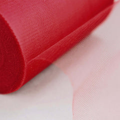 6"x100 Yards Red Tulle Fabric Bolt, Sheer Fabric Spool Roll For Crafts