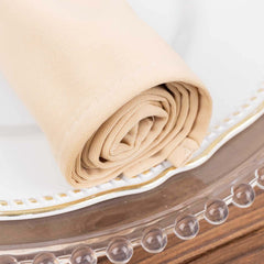 5 Pack Scuba 20"x20" Napkins Beige - Durable & Reusable Dinner Napkins