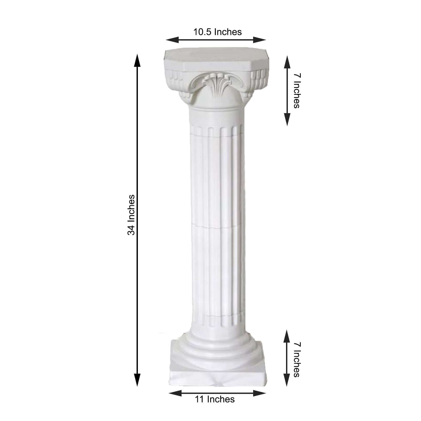 4 Pack 34" White Height Adjustable Empirical Roman Inspired Pedestal Column Plant Stand - PVC
