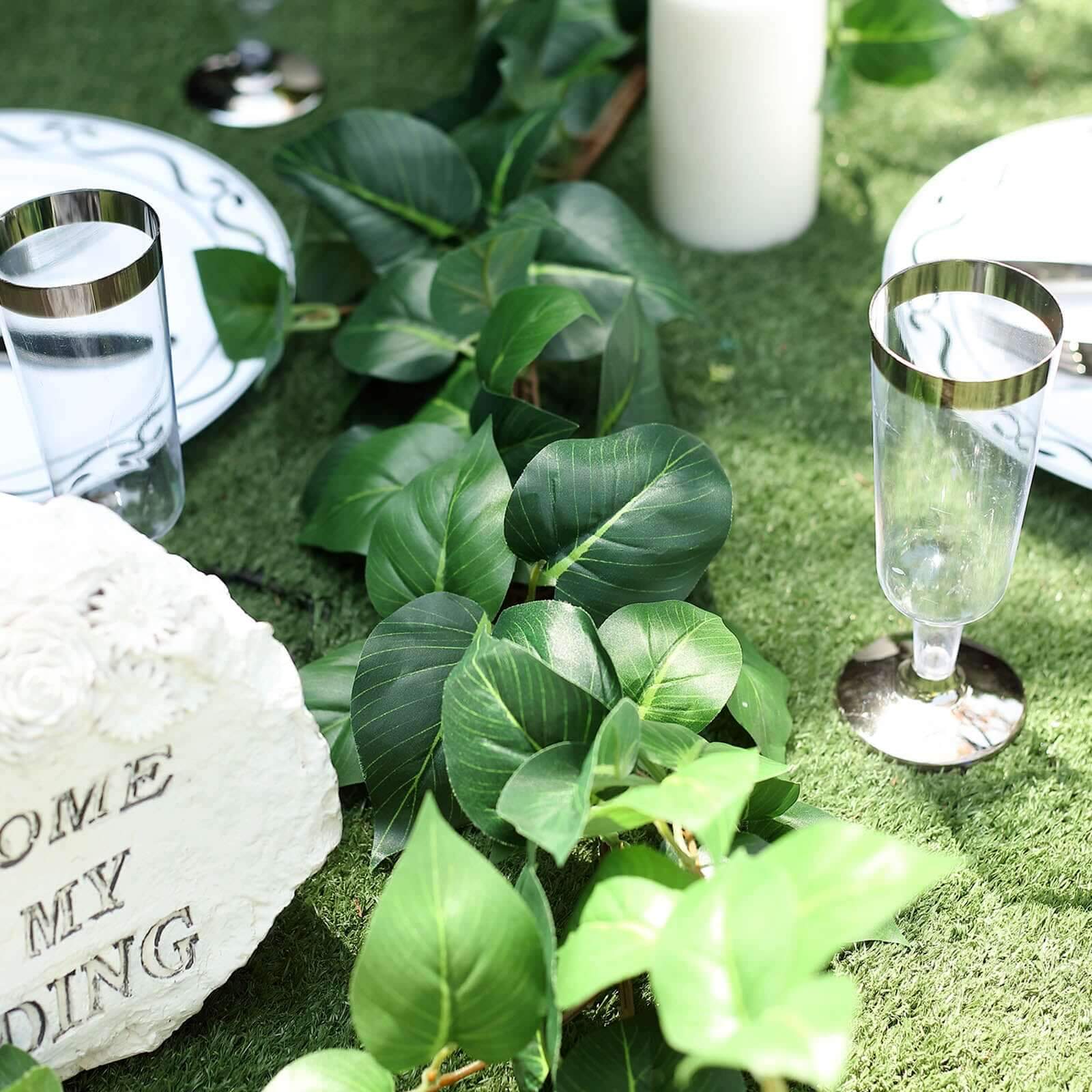 5ft Green Real Touch Artificial Poplar Leaf Garland, Flexible Vine