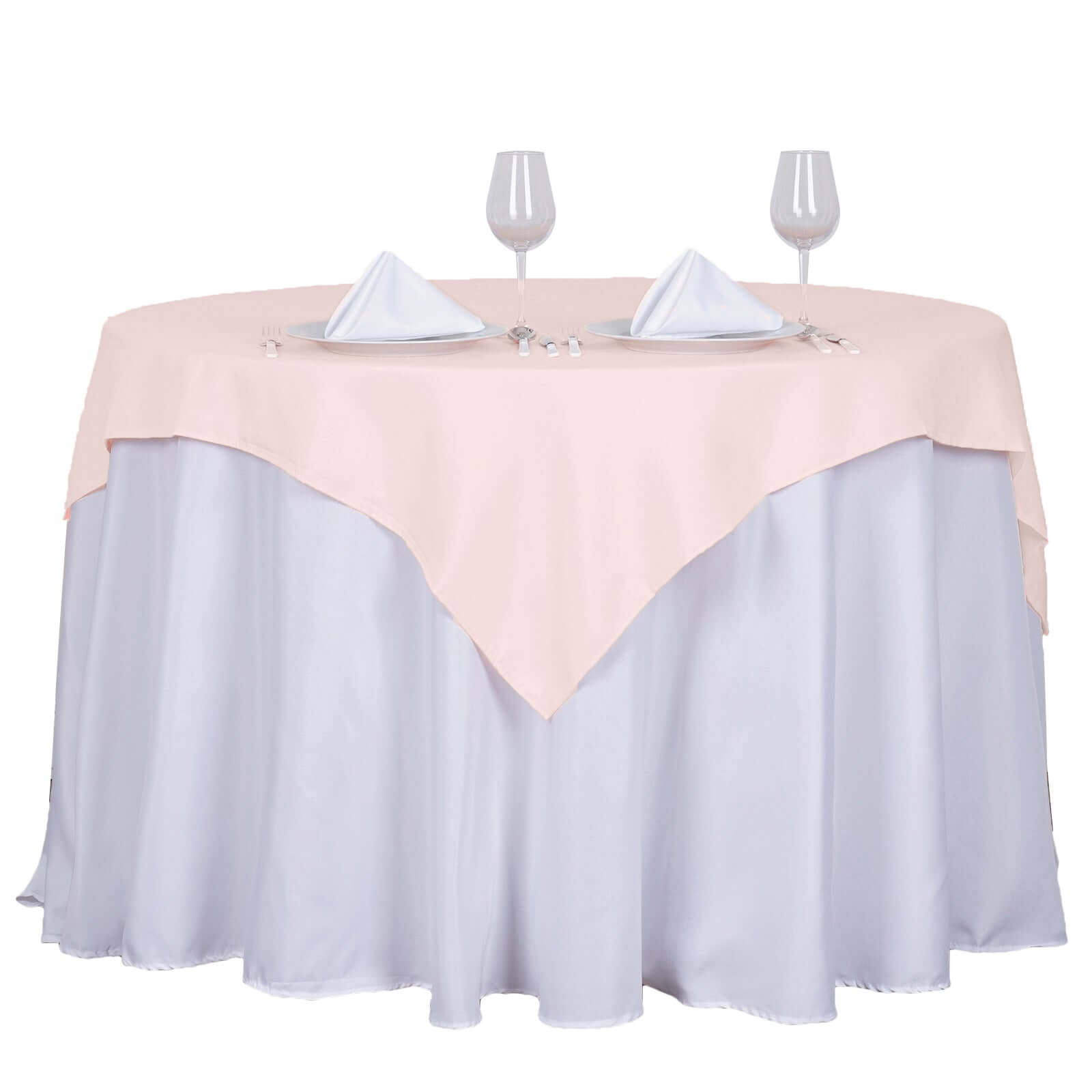 Polyester 54"x54" Table Overlay Square Tablecloth Blush - Wrinkle-Resistant & Durable Table Cover