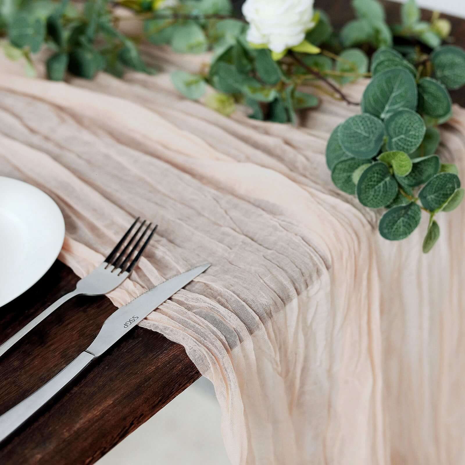 Gauze Cheesecloth 10ft Table Runner Blush - Rustic Boho Style