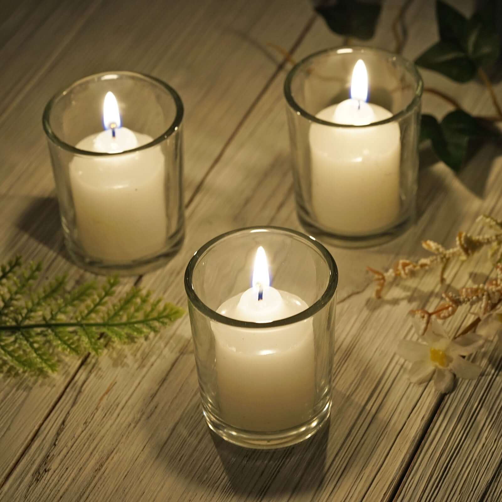 12-Pack Glass Votive Candle Holders Clear - Tealight Holder Set for Weddings and Events 2.5"
