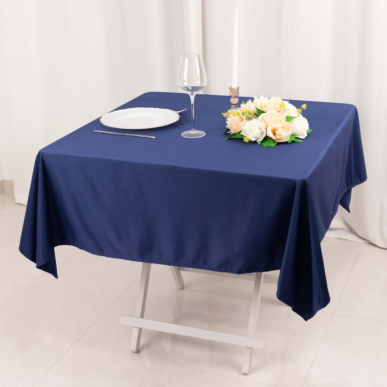 Scuba Square 54"x54" Tablecloth Navy Blue - Wrinkle Free & Stain Resistant Table Cover
