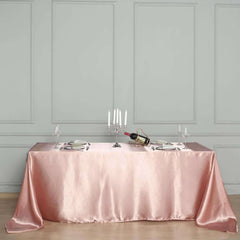 Satin Rectangular 90"x156" Tablecloth Dusty Rose - Seamless Table Cover
