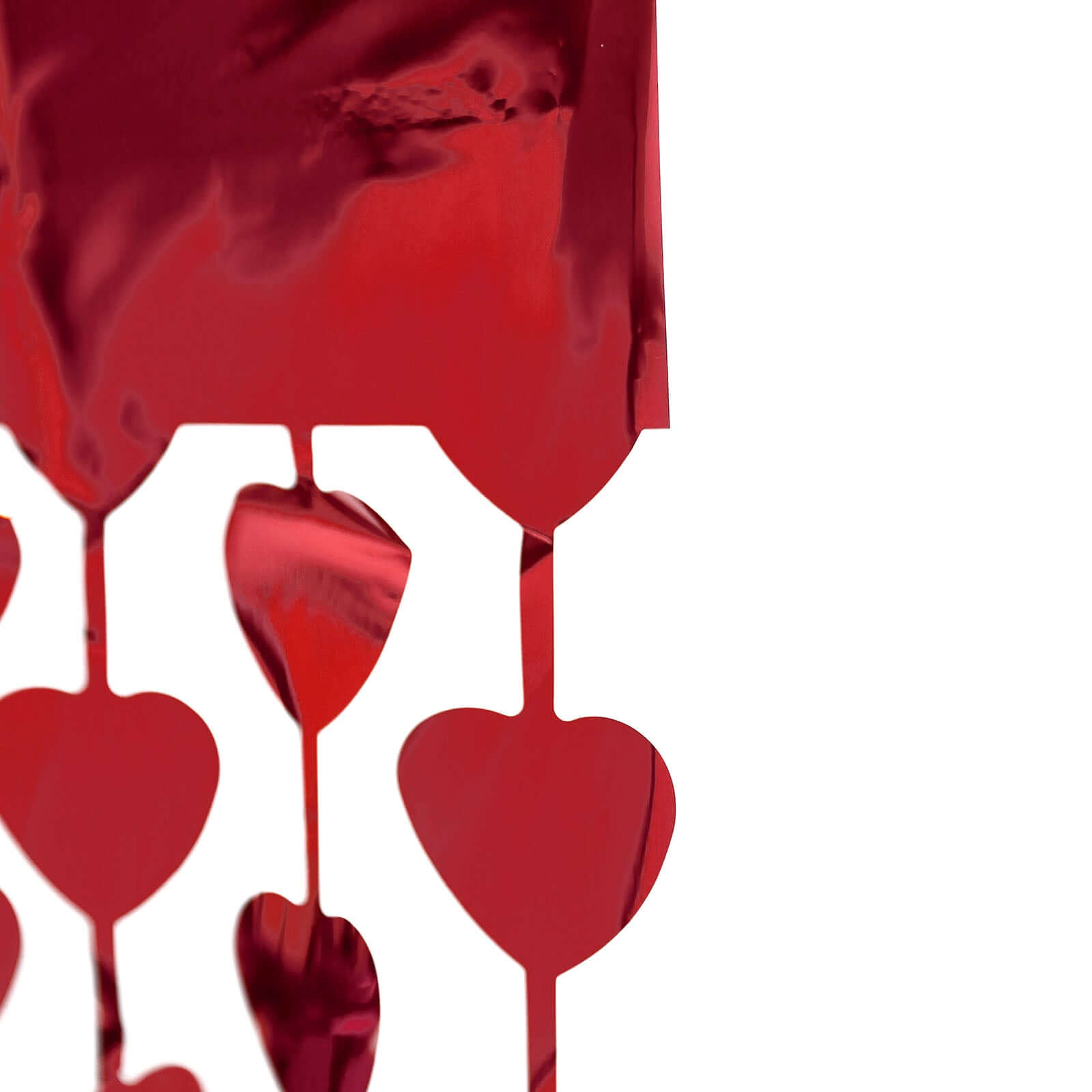 Red Heart Chain Foil Fringe Curtain Party Backdrop, Metallic Red Tinsel Streamer Party Decor - Door Window Foil Curtain - 3ftx6.5ft