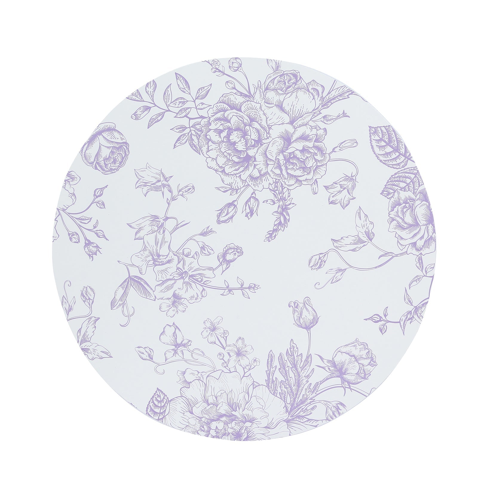 10-Pack Disposable Table Placemats in French Toile Print 13" in White/Matte Lavender - Chic Floral Cardboard Placemats for Stylish Table Setting