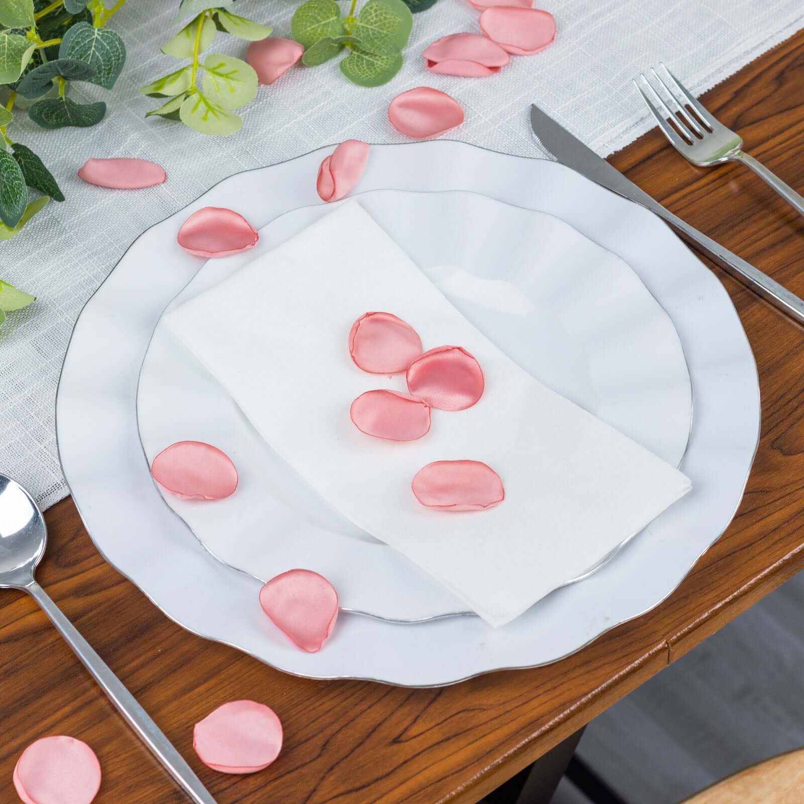 400-Pack Rose Petals Life-Like Flower Confetti Dusty Rose Matte Silk Round - Perfect for Event Tables 2"